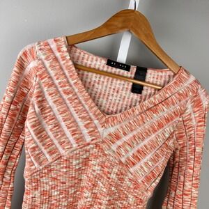 Vintage Axcess Liz Claiborne Rib Knit Top Womens M Peach Y2K Fairy Grunge